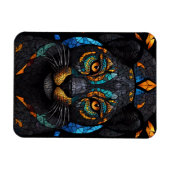 大型黒猫モザイクのステンドグラス効果 マグネット (横)