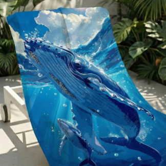 大型&ソフトカラフルザトウクジラビーチタオル ビーチタオル
