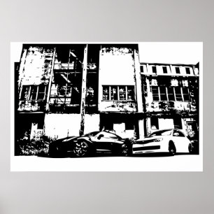 大型 – WRX Impreza Subbie付きスカイライン ポスター