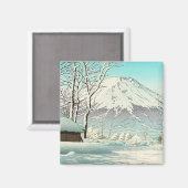 大塩野蓮居川瀬での雪降り マグネット (正面/裏面)