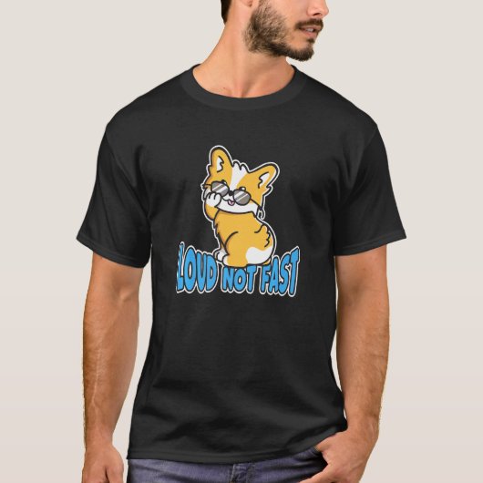 大声ではなく速いカッコいいかわいいコーギと陰影の子犬Do Tシャツ (正面)