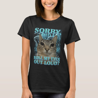 大声で目を細めた? 猫 メメ 楽しい M Tシャツ