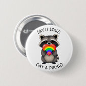 大声で言う | ゲイ誇りを持ったとLGBTQ+ 缶バッジ (正面&裏面)