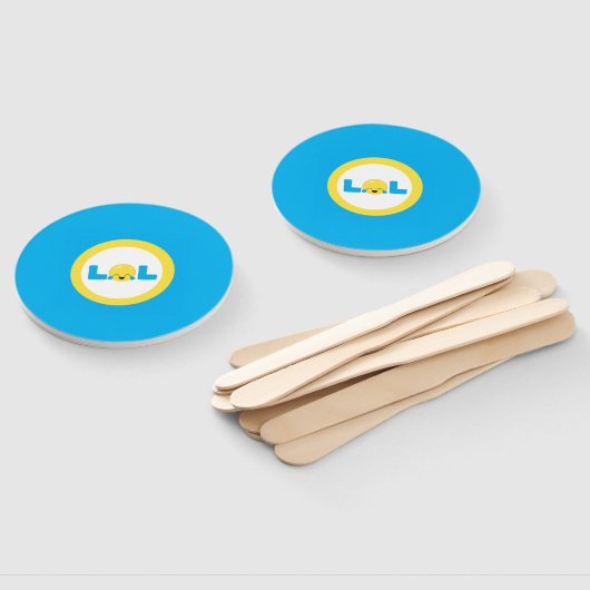 大声で黄色い青カラフルい絵文字を笑う ハンドファン (組立なし)