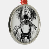 大声の泣き叫び少年おもしろい漫画スケッチ涙 メタルオーナメント (右)