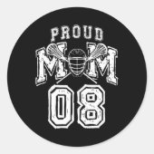 大声誇りを持ったラクロスママ番号選手08ママファミ ラウンドシール (正面)
