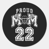 大声誇りを持ったラクロスママ番号選手22ママファミ ラウンドシール (正面)