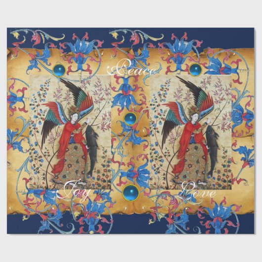 大天使と魚のクリスマスパーチメント ラッピングペーパー (フラット)