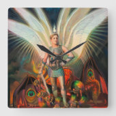 大天使マイケルがドラゴンを倒す スクエア壁時計 (正面)