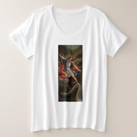 大天使ミカエルと悪の蛇 プラスサイズTシャツ (デザイン正面)