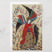 大天使ラファエル及び魚パーチメントモノグラム 便箋 (正面/裏面)