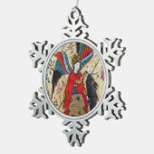 大天使ラファエル及び魚パーチメント スノーフレークピューターオーナメント (右)