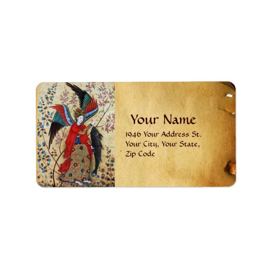 大天使ラファエル及び魚パーチメント ラベル (正面)