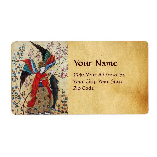 大天使ラファエル及び魚パーチメント ラベル (正面)