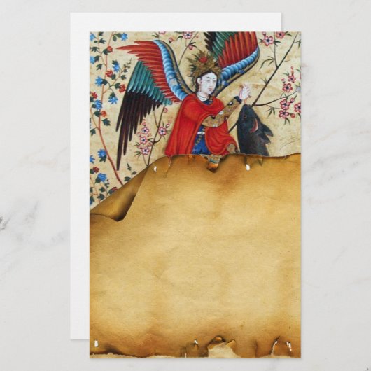 大天使ラファエル及び魚パーチメント 便箋 (正面/裏面)