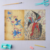 大天使ラファエル及び魚ブルーフローラ羊皮紙 薄葉紙 (クラフト)