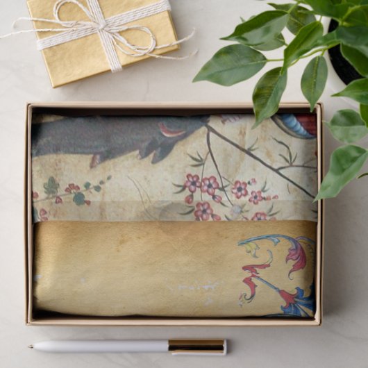 大天使ラファエル及び魚ブルーフローラ羊皮紙 薄葉紙 (ギフト)