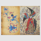 大天使ラファエル及び魚ブルーフローラ羊皮紙 薄葉紙 (正面)