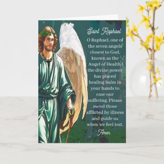 大天使聖ラファエル癒しの天使祈りギフト カード (黄色い花)