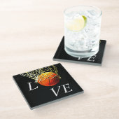 大好きなバスケットボール ガラスコースター (アングル)