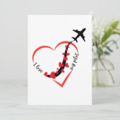 大好きなパイロットハート＆飛行機、誕生日、シンプル 招待状 (スタンド正面)