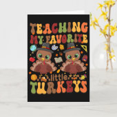 大好きな小さなターキーを教える感謝祭 カード (黄色い花)