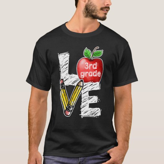 大好きな3年生のリンゴの先生 Tシャツ (正面)