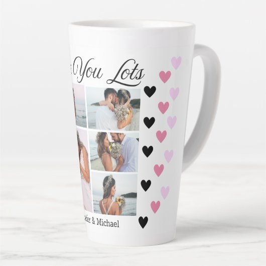 大好きよ、5枚の写真コラージュバレンタインデーかわいい カフェラテマグ (右アングル)