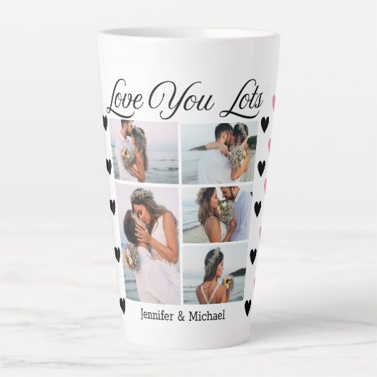 大好きよ、5枚の写真コラージュバレンタインデーかわいい カフェラテマグ