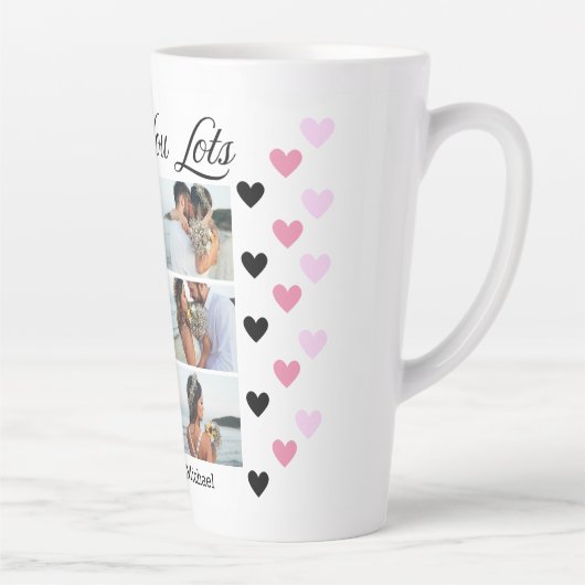 大好きよ、5枚の写真コラージュバレンタインデーかわいい カフェラテマグ (右)