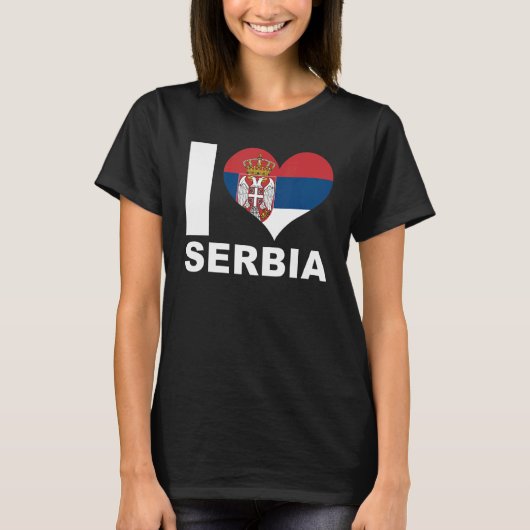 大好きセルビアハート国旗セルビア1 Tシャツ (正面)