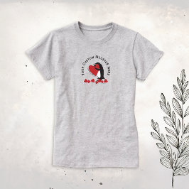 大好き！ペンギンと赤いハート Tシャツ