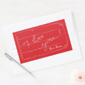 大好き/黒板スタイル/赤バレンタインデー 長方形シール (封筒)