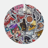 大学おもしろい、カラフルヴィンテージパターン ガラスオーナメント (裏面)