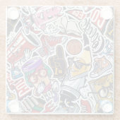 大学おもしろい、カラフルヴィンテージパターン ガラスコースター (裏面)