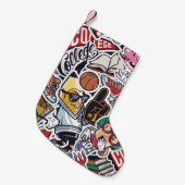 大学おもしろい、カラフルヴィンテージパターン スモールクリスマスストッキング (正面 (吊り時))