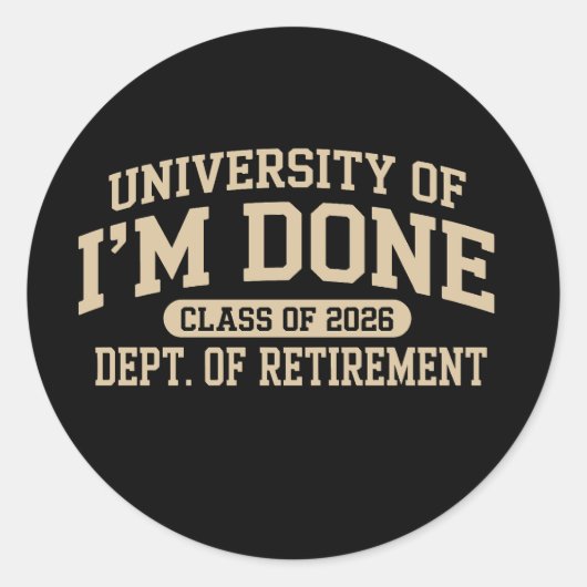 大学で卒業しました Class Of 2026 引退 ラウンドシール (正面)