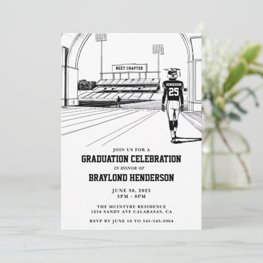 大学で行われるサッカー選手の卒業 招待状 (スタンド正面)
