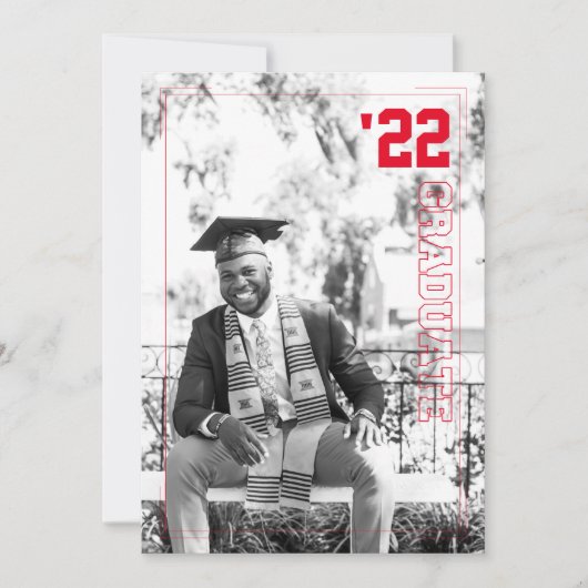 大学のスポーツをテーマにした写真2枚 卒業パーティー 招待状 (正面)