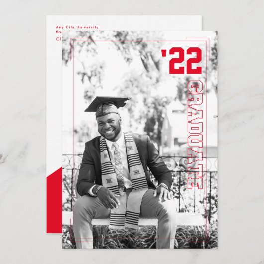 大学のスポーツをテーマにした写真２枚　卒業パーティー 招待状 (正面/裏面)