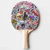 大学のダイナミックなアートアーバングラフィティパターン 卓球ラケット (裏面)