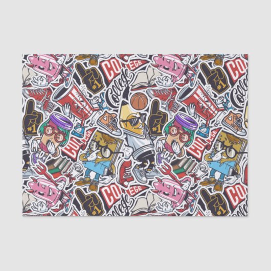 大学のダイナミックなアートアーバングラフィティパターン 薄葉紙 (正面)