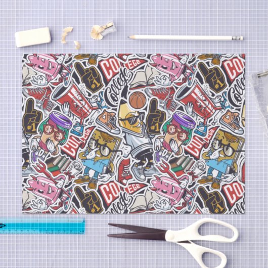 大学のダイナミックなアートアーバングラフィティパターン 薄葉紙 (クラフト)