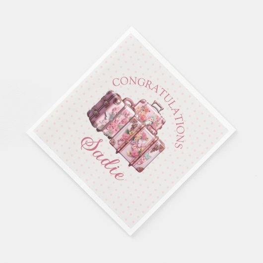 大学のトランクパーティーヴィンテージピンクおめでとう スタンダードランチョンナプキン (角)