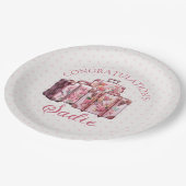 大学のトランクパーティーヴィンテージピンクおめでとう ペーパープレート (アングル)