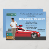 大学のトランクパーティー男性行遠くにく 招待状 (正面/裏面)