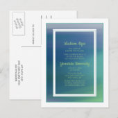 大学のトランクパーティー 水色と青のオンブル インビテーションポストカード (正面/裏面)