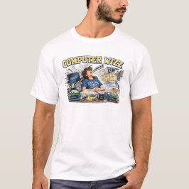 大学のドタバタ劇 "コンピューターの天才" Tシャツ