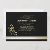 大学の伝統的なストライプが入ったトリプル写真のゴールド卒業生招待状 招待状 (裏面)