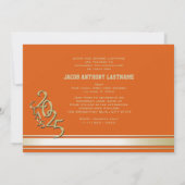 大学の伝統的なライン 三枚写真 ゴールド 卒業生への招待状 招待状 (裏面)